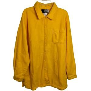 4370)Vintage 90s Authentic Forenza Large Solid Yellow Button Down Fleece Jacket